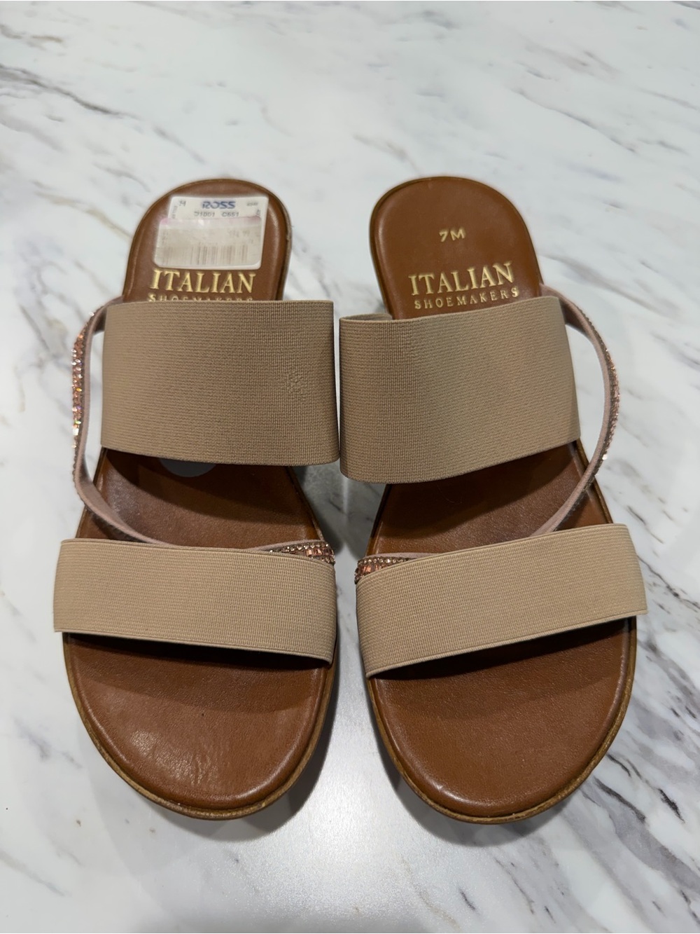 Italian Shoemakers Pert Wedge Slide Sandal
Taupe Double-Strap Sandals Size 7